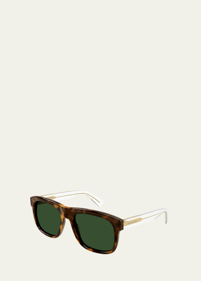 Saint Laurent Men's Rectangle Sunglasses In Havana