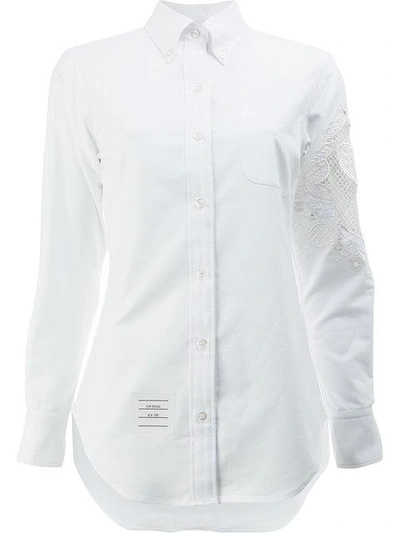 Thom Browne Lace Panel Button-down Shirt - White
