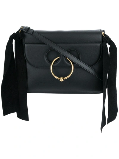 Jw Anderson Pierce Medium Ribbon Leather Shoulder Bag In Black