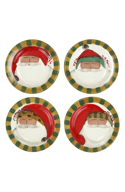 Vietri Old St. Nick Set Of 4 Assorted Round Salad Plates With $24 Credit In Multicolor