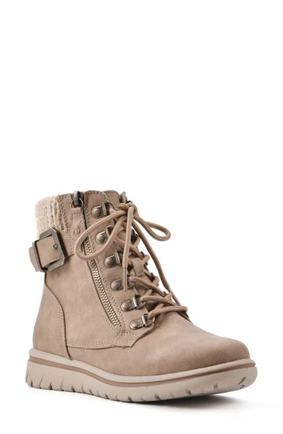 Cliffs By White Mountain Hearty Knit Collar Lace-up Boot In Natural/ Fabric/ Sweat