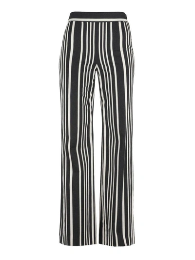 Alice And Olivia Cotton Trousers In Black-white