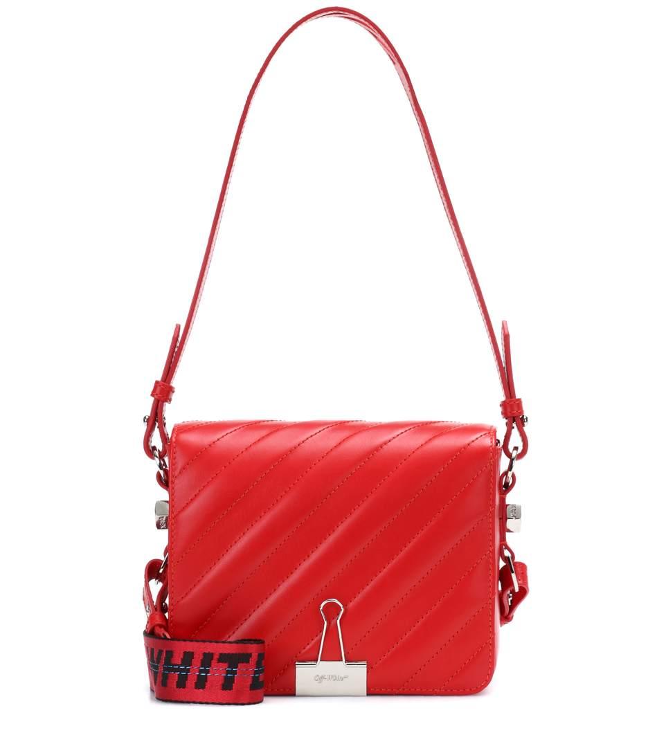 Off-White Padded Binder Clip Leather Shoulder Bag In Red | ModeSens
