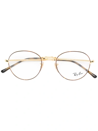 Ray Ban Two-tone Round-frame Glasses In Metallic