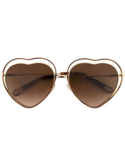Chloé Poppy Heart-frame Sunglasses In Brown