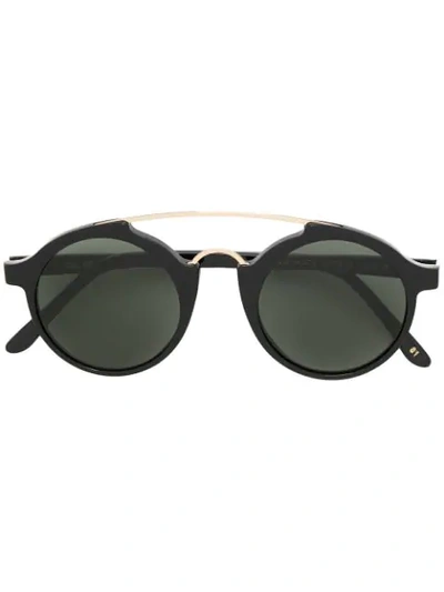 Lgr Double Bridge Round Sunglasses In Black