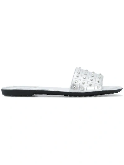 Tod's Metallic Studded Slides