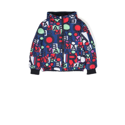 Marc Jacobs Kids' Blue Logo Print Reversible Puffer Jacket