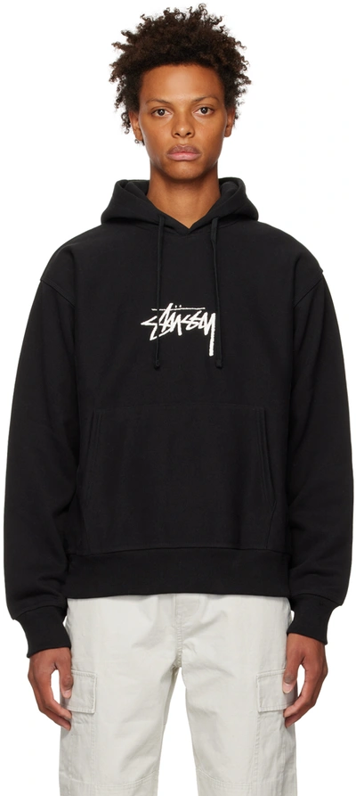 Stussy stock logo hoodie black new arrivals