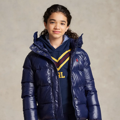 Polo Ralph Lauren Kids' Water-repellent Down Jacket In Newport Navy