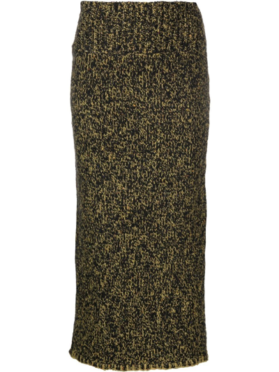 Ulla Johnson Giordana Mélange Knitted Midi Skirt - Women's - Wool/polyamide/viscose In Green