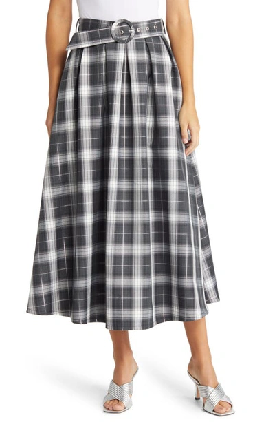 Nikki Lund Olivia Plaid Belted Skirt In Black