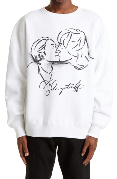 Flagstuff Kiss Graphic Sweatshirt In White