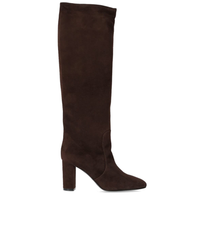 Via Roma 15 Suede Heeled Boots In Brown