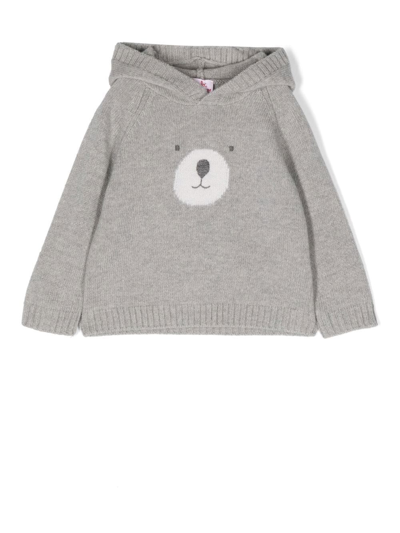 Il Gufo Babies' Teddy Bear Intarsia-knit Jumper In Grigio