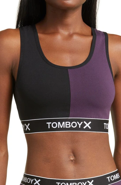 Tomboyx Essentials Soft Bra In Checkers Colorblock-plum