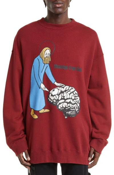 Undercover Message From God Oversize Graphic Sweatshirt In Red