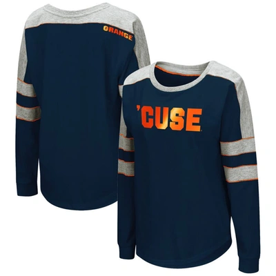 Colosseum Navy Syracuse Orange Trey Dolman Long Sleeve T-shirt