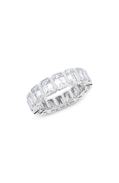 Hautecarat Emerald Cut Lab Created Diamond Eternity Ring In 18k White Gold
