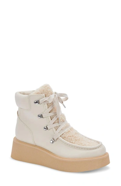Dolce Vita Women's Jasmin Lace-up Platform Wedge Booties Women's Shoes In Ivory