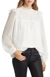 Nikki Lund Yannis Smocked Clip Dot Blouse In White