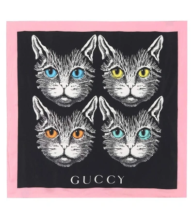 Gucci Printed Silk Scarf In Black