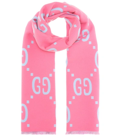 Gucci Wool And Silk Scarf In Pink