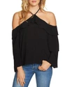 1.state Ruffle Cold Shoulder Blouse In Rich Black