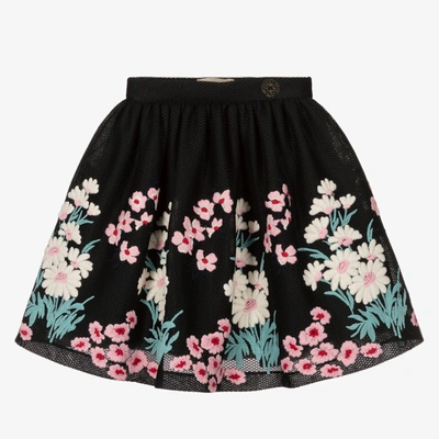 Elie Saab Kids' Girls Black Floral Skirt
