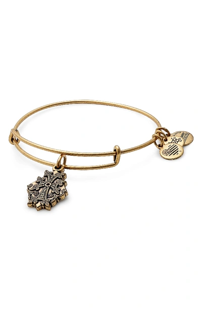 Alex And Ani Armenian Cross Adjustable Wire Bangle In Russian Gold