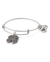 Alex And Ani Four-leaf Clover Adjustable Wire Bangle (nordstrom Exclusive) In Russian Silver