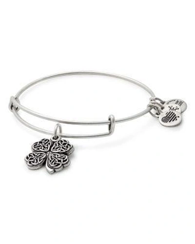 Alex And Ani Four-leaf Clover Adjustable Wire Bangle (nordstrom Exclusive) In Russian Silver