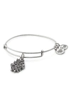 Alex And Ani Armenian Cross Adjustable Wire Bangle In Russian Silver