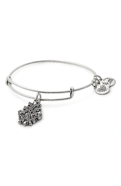 Alex And Ani Armenian Cross Adjustable Wire Bangle In Russian Silver