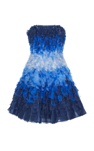 Alexandra Vidal Strapless Ombre Silk Organza Dress, Blue/multi In Blue Multi