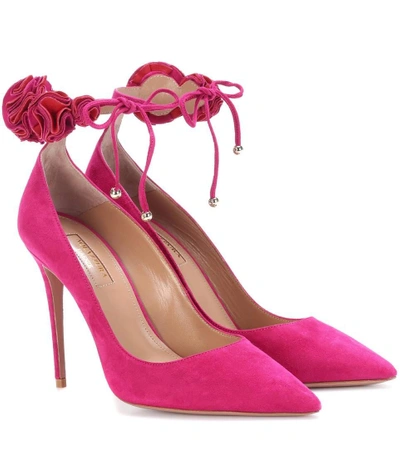 Aquazzura Desert Rose 105 Suede Pumps In Pink