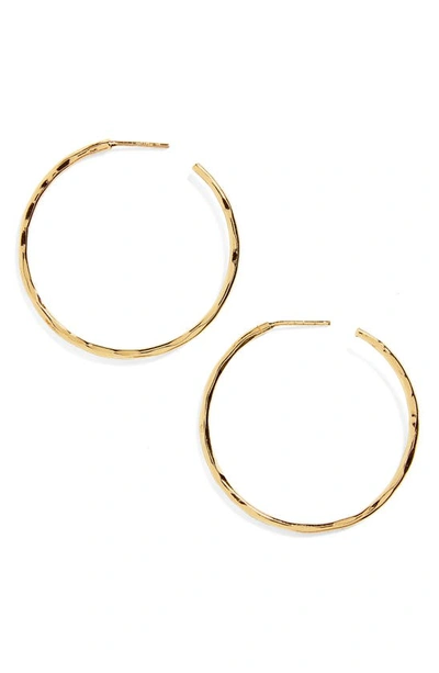 Argento Vivo Medium Hammered Hoop Earrings In Gold