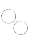 Argento Vivo Medium Hammered Hoop Earrings In Silver