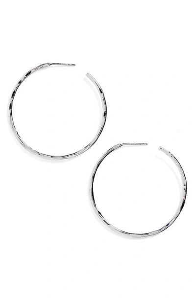 Argento Vivo Medium Hammered Hoop Earrings In Silver