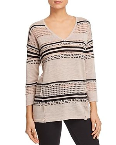 Avec Mixed Stripe Sweater In Linen/black