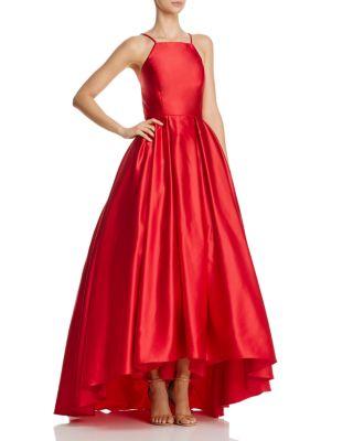 avery g satin ball gown