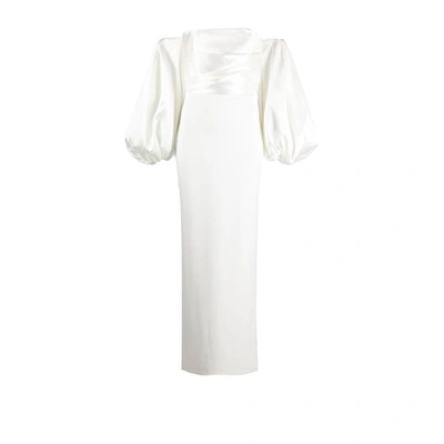 Solace London White Carmen Off-the-shoulder Puff Sleeve Maxi Dress