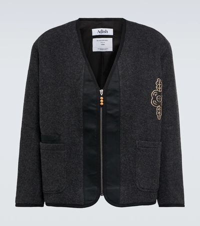Adish Embroidered Wool Jacket In Black