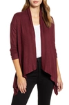 B Collection By Bobeau Amie Waterfall Knit Cardigan In Burgundy