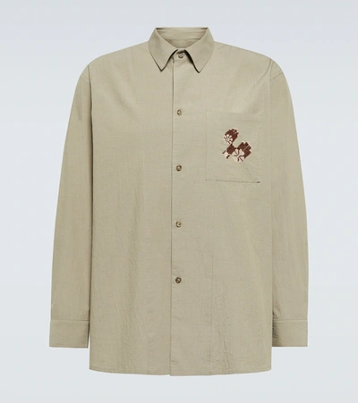 Adish Embroidered Cotton Shirt In Light Green