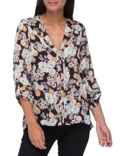 B Collection By Bobeau Cristy Pleat-back Floral-print Blouse In Stencil Floral