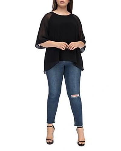 B Collection By Bobeau Curvy Birdie Mixed Media Top In Black