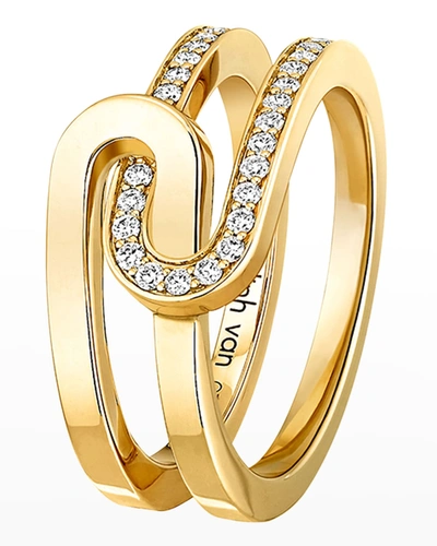 Dinh Van Yellow Gold Mail Diamond Ring