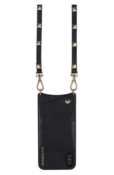 Bandolier Sarah Studded Leather Iphone Crossbody In New Black/ Gold