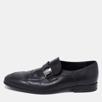 Pre-owned Salvatore Ferragamo Black Leather Mattia Buckle Loafers Size 43